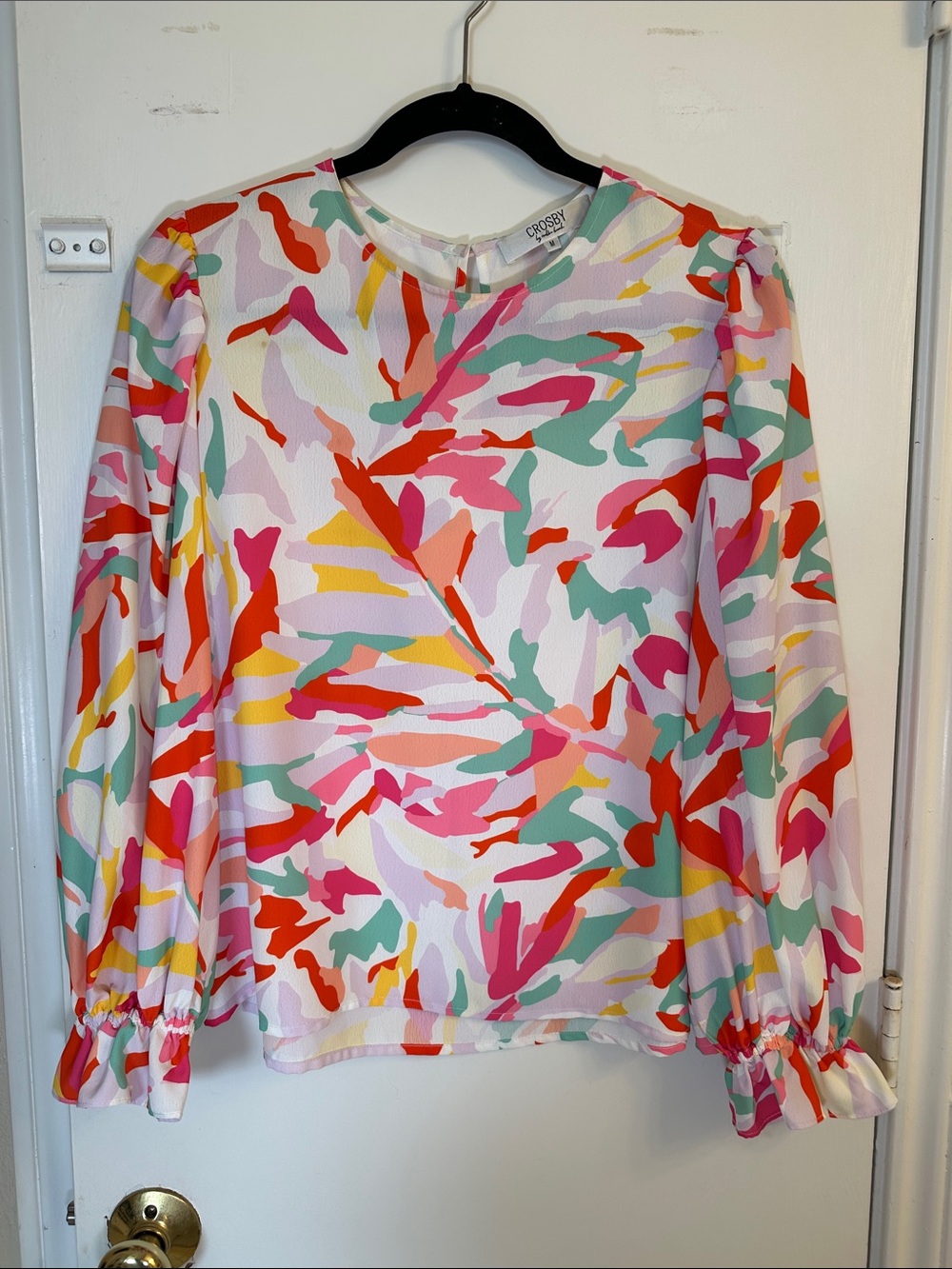 CROSBY by Mollie Burch White Multicolor Print Long Sleeve Blouse